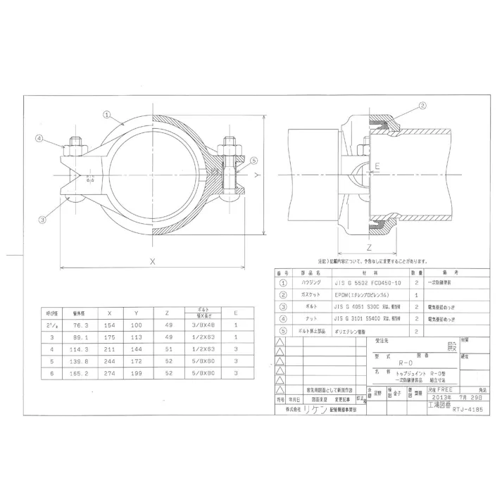 リケン R-0 トップジョイント【固定型】一次防錆塗装品 150A 配管部材 トップジョイント【一次防錆塗装品】 00000245622【別送品】