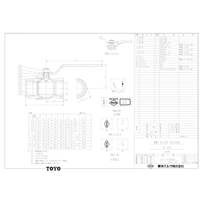 東洋バルヴ RC-N 10A 600RC-N 黄銅フルボアボール弁 10A 配管部材 黄銅 S・エコボール(RC) 00000246599【別送品】