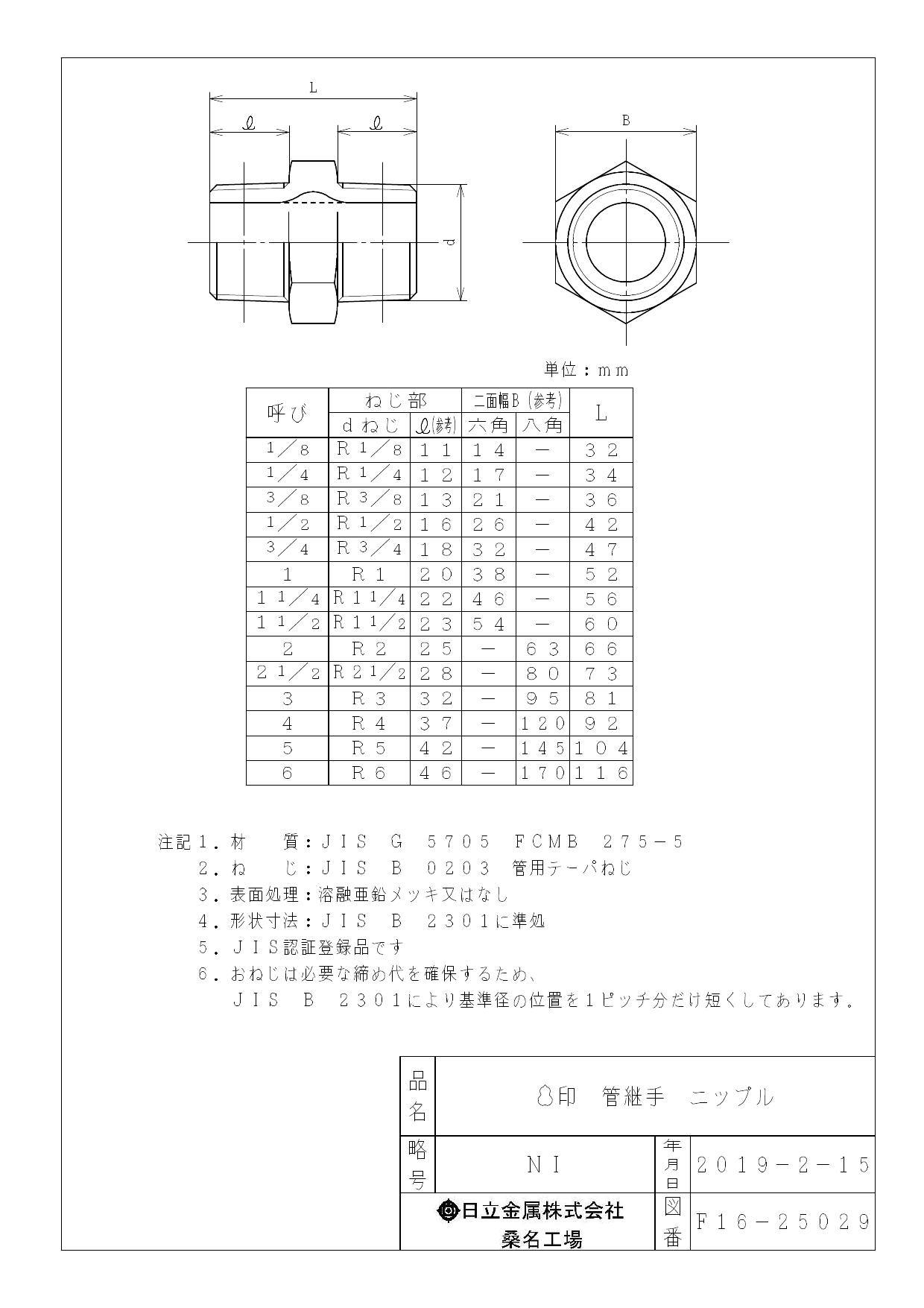 桑名金属工業 白 角ニップル 32A 配管部材 白 ねじ込み継手