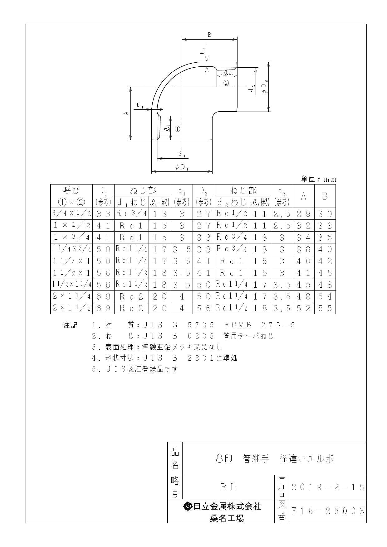桑名金属工業 白 異径エルボ【65A以上はバンド付】 25AX15A 配管部材