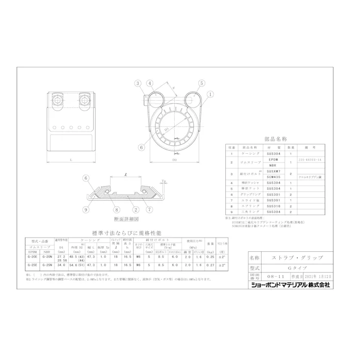 ショーボンドマテリアル G-20ESS ストラブ・グリップ Gタイプ【SUSボルト・EPDM】 配管部材 カップリング(Gタイプ) 00000369866【別送品】