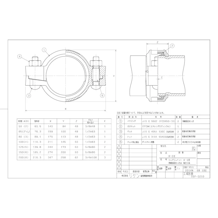 リケン R-0II 白 トップジョイント【固定型】 溶融亜鉛めっき品 50A 配管部材 トップジョイント【溶融亜鉛めっき品】 00000379311【別送品】