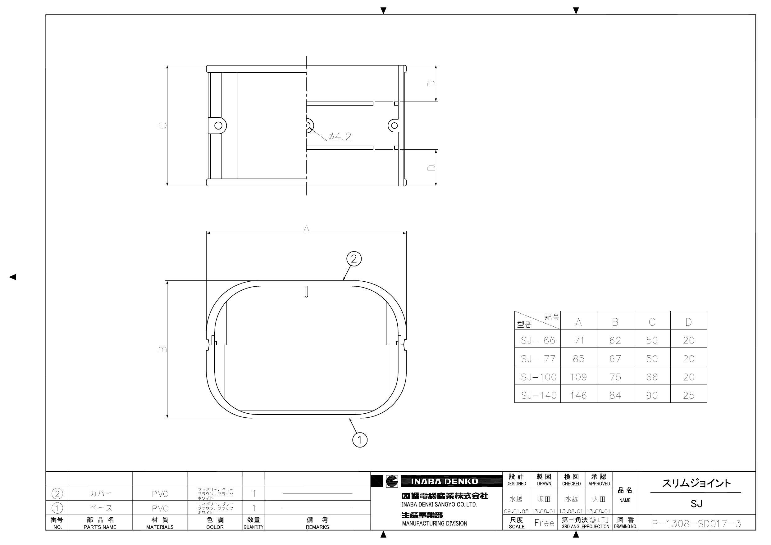 因幡電機産業 SJ-100-I スリムジョイント アイボリー 00000428634