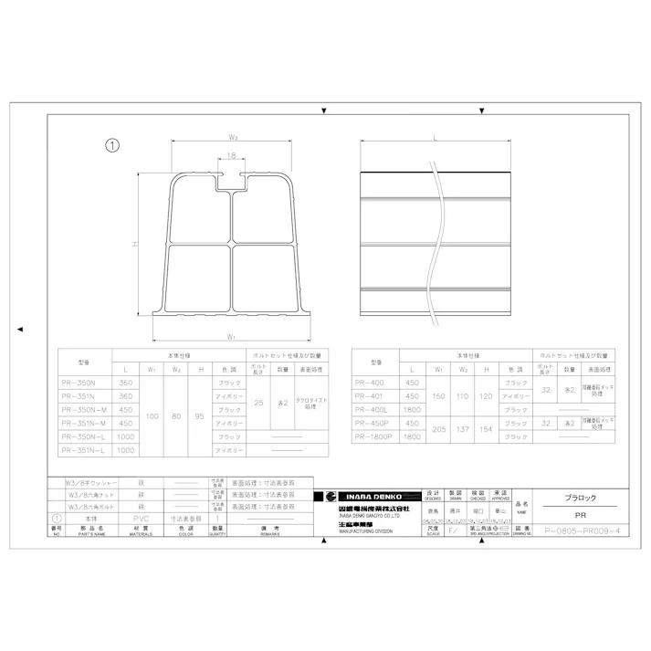 因幡電機産業 PR-351N-I プラロック エアコン据付台 アイボリー 00000439743【別送品】