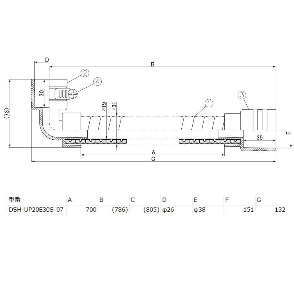 因幡電機産業 DSH-UP20E30S-07ドレンあげゾウ エルボ×ストレート 20×30