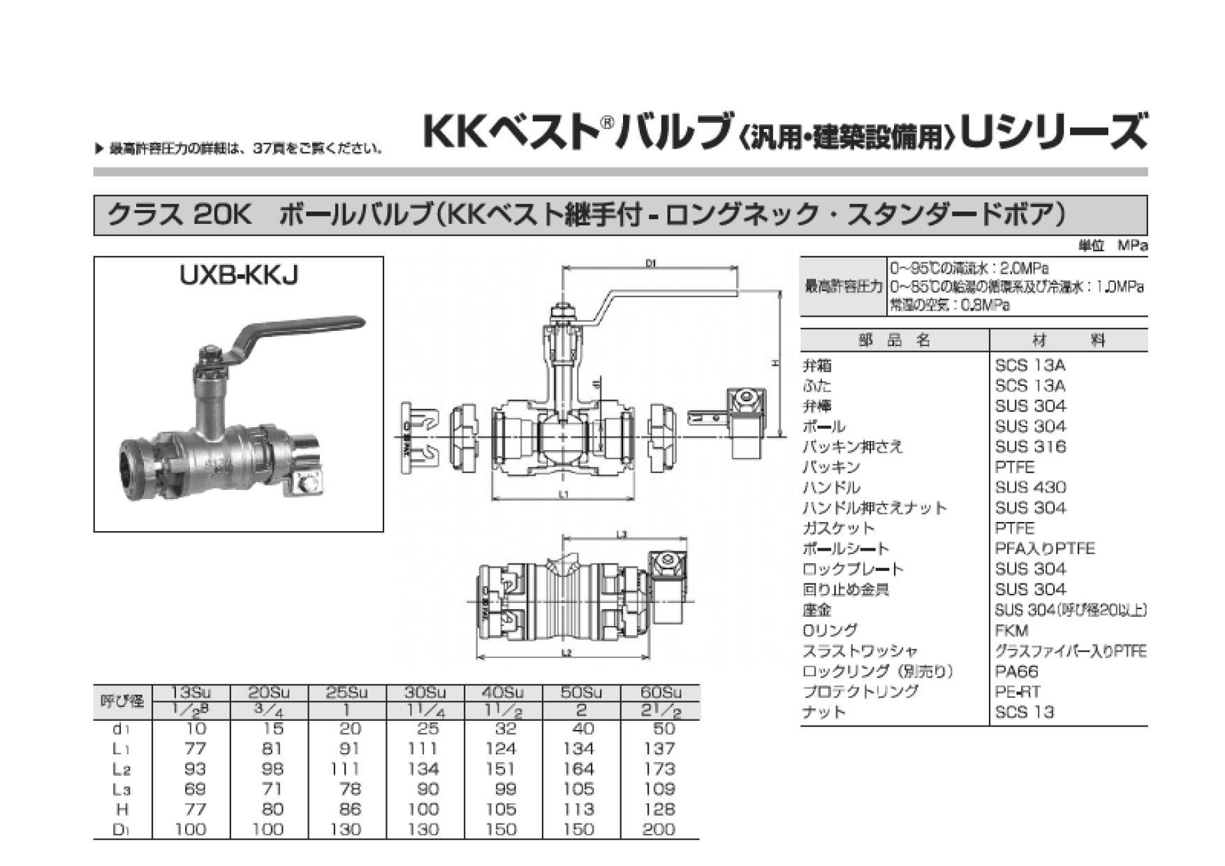 東洋バルヴ UXB-KKJ 50 UXB-KKJ KKベスト ステンレス製ボールバルブ【スタンダードボア】 50 配管部材 ステンレス KK ...