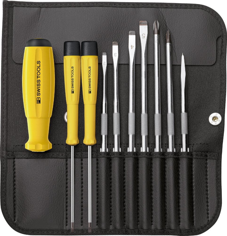 PB SWISS TOOLS ピービースイスツールズ 10点組 ESD対応 215ドライバーブレードセット(マイナス・プラス) ロールケース付 8215.E ドライバー PB SWISS TOOLS ピービースイスツールズ 10点組 ESD対応 215ドライバーブレードセット(マイナス・プラス) ロールケース付 8215.E ドライバー