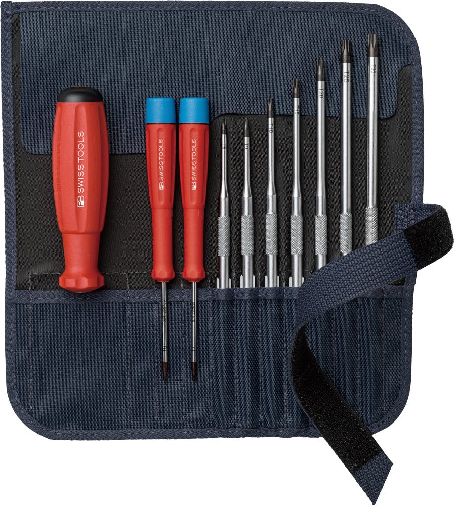 ピービースイスツールズ 9本組 差替式ドライバーセット ロールケース(グレー)付 8218.GY.V02 ドライバーセット 差替式ドライバー ドライバーケース 501110128【別送品】