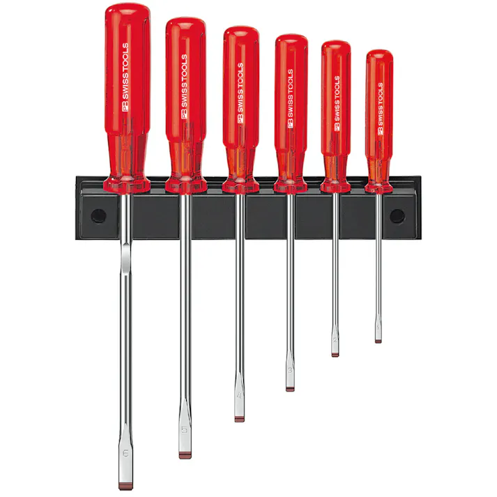 ピービースイスツールズ 6本組 クラシックハンドル マイナスドライバーセット ホルダー付 240 マイナスドライバー ドライバーセット 高トルク 501126004【別送品】