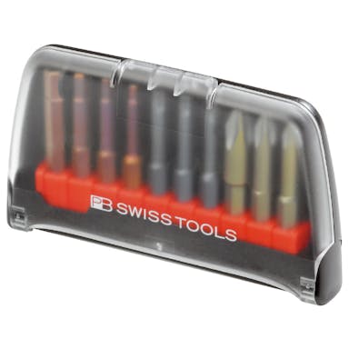 PB SWISS TOOLS ピービースイスツールズ   6.35差込 10本組 E6ビットシリーズ 段付ビットセット(マイナス・プラス・ポジドライブ・トルクス) プラスチックケース付 E6.989 000501661089【別送品】