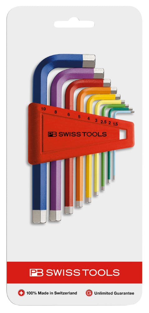 PB SWISS TOOLS ピービースイスツールズ 9本組 レインボーシリーズ 六角棒レンチセット L型 ホルダー付 パッケージ入 210.H-10RBC レンチ PB SWISS TOOLS ピービースイスツールズ 9本組 レインボーシリーズ 六角棒レンチセット L型 ホルダー付 パッケージ入 210.H-10RBC レンチ