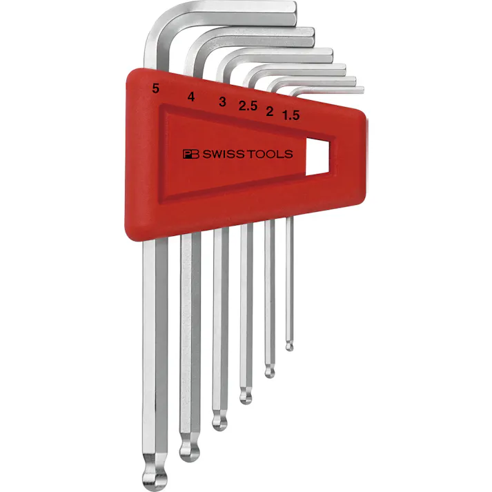 PB SWISS TOOLS ピービースイスツールズ 6本組 ボール付六角棒レンチセット L型 ホルダー付 212.H-5 000501704055【別送品】