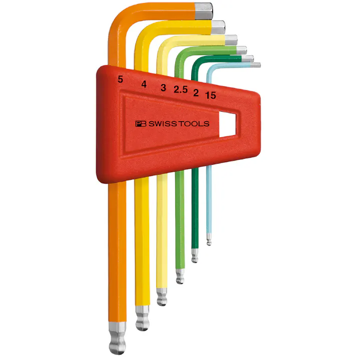 PB SWISS TOOLS ピービースイスツールズ 6本組 レインボーシリーズ ボール付六角棒レンチセット L型 ホルダー付 212.H-5RB 000501704075【別送品】