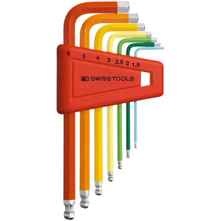 PB SWISS TOOLS ピービースイスツールズ 7本組 レインボーシリーズ ボール付六角棒レンチセット L型 ホルダー付 212.H-6RB 000501704076【別送品】
