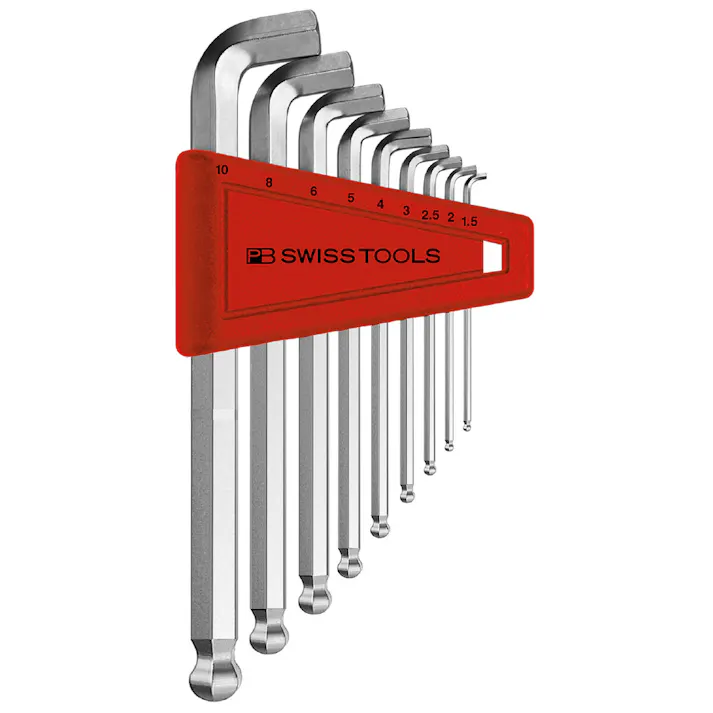 PB SWISS TOOLS ピービースイスツールズ 9本組 ショートヘッドタイプ ボール付六角棒レンチセット L型 ホルダー付 2212.H-10 000501705060【別送品】