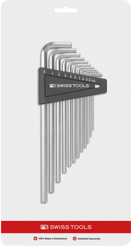 PB SWISS TOOLS ピービースイスツールズ 12本組 インチサイズ ロング六角棒レンチセット L型 ホルダー付 パッケージ入 214Z. H-12C レンチ PB SWISS TOOLS ピービースイスツールズ 12本組 インチサイズ ロング六角棒レンチセット L型 ホルダー付 パッケージ入 214Z. H-12C レンチ