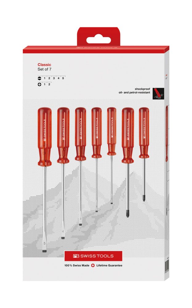 PB SWISS TOOLS ピービースイスツールズ 7本組 クラシックハンドル ドライバーセット(マイナス・プラス) ペーパボックス入 250.CBB 0 ドライバー PB SWISS TOOLS ピービースイスツールズ 7本組 クラシックハンドル ドライバーセット(マイナス・プラス) ペーパボックス入 250.CBB 0 ドライバー
