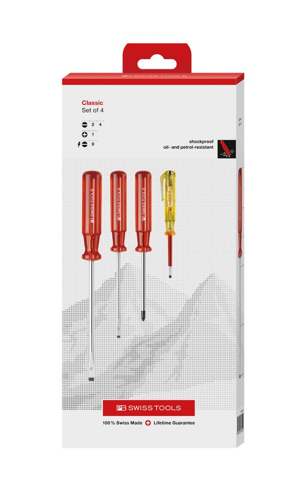 PB SWISS TOOLS ピービースイスツールズ 4本組 クラシックハンドル ドライバーセット(マイナス・プラス) ペーパーボックス入 1530.CBB ドライバー PB SWISS TOOLS ピービースイスツールズ 4本組 クラシックハンドル ドライバーセット(マイナス・プラス) ペーパーボックス入 1530.CBB ドライバー