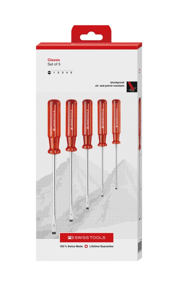PB SWISS TOOLS ピービースイスツールズ 5本組 クラシックハンドル マイナスドライバーセット ペーパーボックス入 1561.CBB 00050 ドライバー PB SWISS TOOLS ピービースイスツールズ 5本組 クラシックハンドル マイナスドライバーセット ペーパーボックス入 1561.CBB 00050 ドライバー