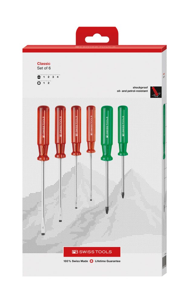 PB SWISS TOOLS ピービースイスツールズ 6本組 クラシックハンドル ドライバーセット(マイナス・ポジドライブ) ペーパーボックス入 1568. ドライバー PB SWISS TOOLS ピービースイスツールズ 6本組 クラシックハンドル ドライバーセット(マイナス・ポジドライブ) ペーパーボックス入 1568. ドライバー