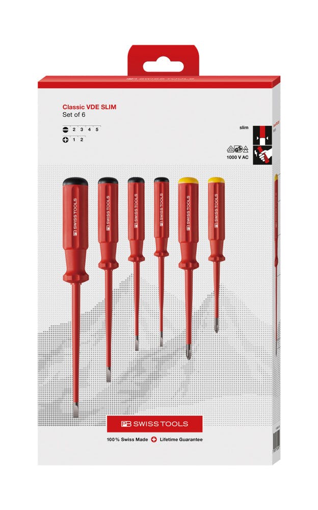 PB SWISS TOOLS ピービースイスツールズ 6本組 スイスグリップクラシックタイプ 絶縁ドライバーセット(マイナス・プラス) ペーパーボックス入 ドライバー PB SWISS TOOLS ピービースイスツールズ 6本組 スイスグリップクラシックタイプ 絶縁ドライバーセット(マイナス・プラス) ペーパーボックス入 ドライバー