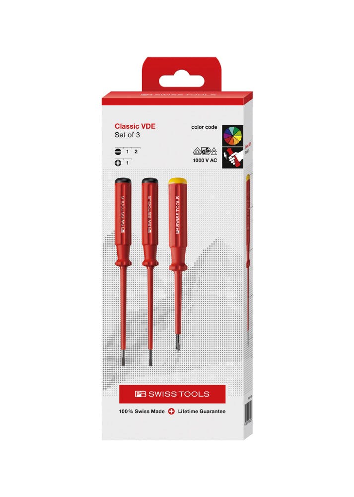 PB SWISS TOOLS ピービースイスツールズ 3本組 スイスグリップクラシックタイプ 絶縁ドライバーセット(マイナス・プラス) ペーパーボックス入 ドライバー PB SWISS TOOLS ピービースイスツールズ 3本組 スイスグリップクラシックタイプ 絶縁ドライバーセット(マイナス・プラス) ペーパーボックス入 ドライバー
