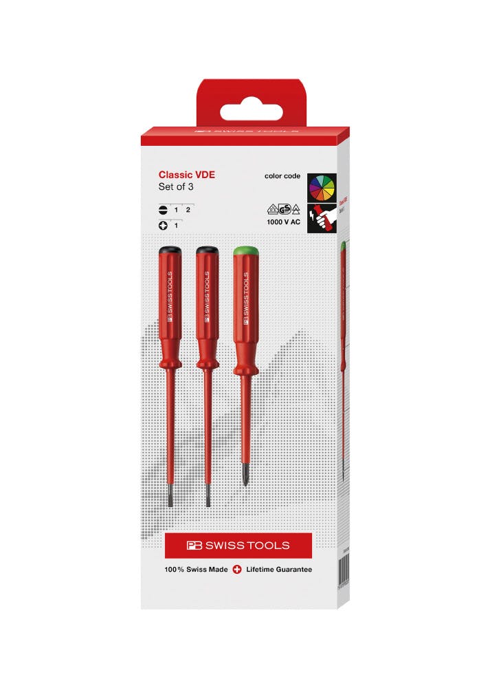 PB SWISS TOOLS ピービースイスツールズ 3本組 スイスグリップクラシックタイプ 絶縁ドライバーセット(マイナス・ポジプラス) ペーパーボックス ドライバー PB SWISS TOOLS ピービースイスツールズ 3本組 スイスグリップクラシックタイプ 絶縁ドライバーセット(マイナス・ポジプラス) ペーパーボックス ドライバー