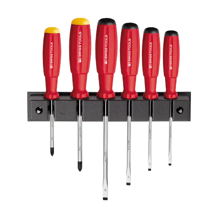 ピービースイスツールズ 6本組 スイスグリップ マイナスドライバーセット ホルダー付 ペーパーボックス入 8244.CBB ねじ締め作業 ドライバーブレード DIY用 501850040【別送品】