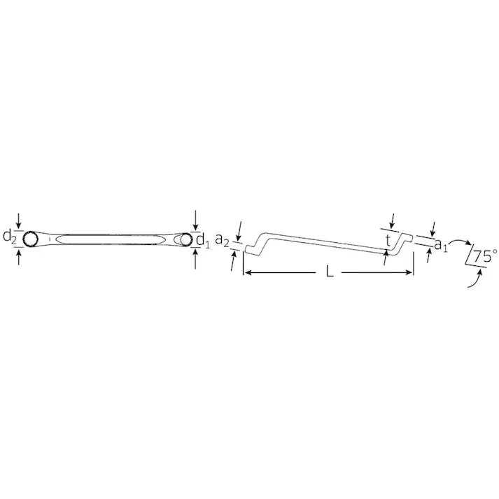 スタビレー 75°オフセット メガネレンチ 30X34mm 20-30X34 面接触タイプ アングルレンチ 狭所対応 505070040【別送品】