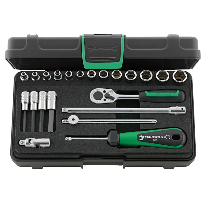 スタビレー 22点組 1/4SQ ソケットレンチセット 40/44/17/5KN 工具セット 自動車整備 ラチェットセット 505202070【別送品】
