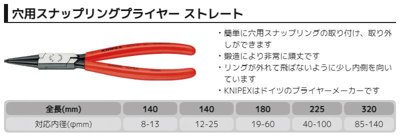 その他 yuppppppppy88 クニペックス 穴用スナップリングプライヤー直 SB 4411-J0 止め輪用