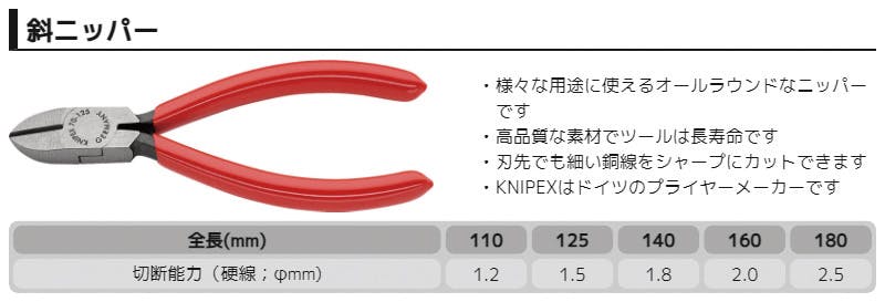 KNIPEX クニペックス 斜ニッパー SB 7001-125 000506173001 (CDC