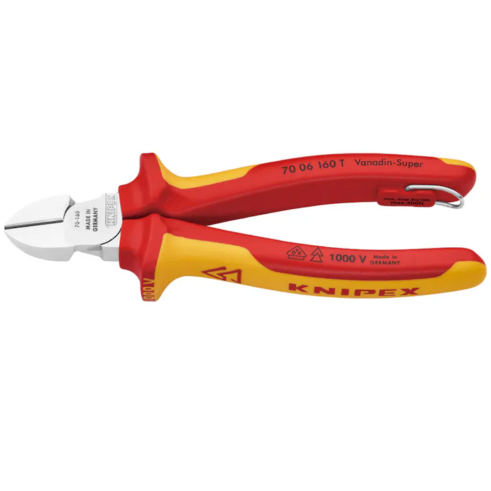 KNIPEX クニペックス 絶縁斜ニッパー落下防止 BK 7006-160TBK 000506174617【別送品】