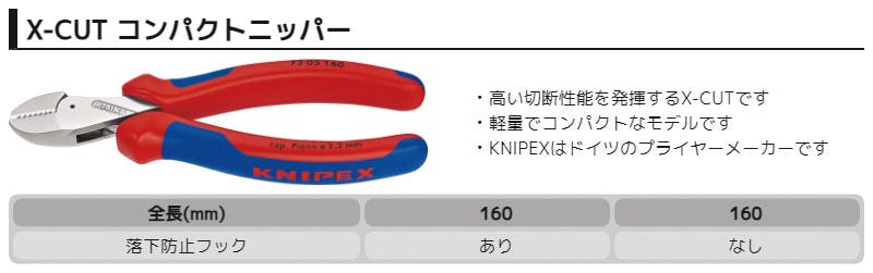 KNIPEX クニペックス X-CUTコンパクトニッパー SB 7305-160 