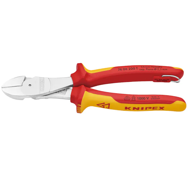 KNIPEX クニペックス 絶縁強力斜ニッパー落下防止 BK 7406-200TBK 000506187621【別送品】