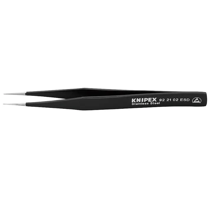 KNIPEX クニペックス 汎用ピンセット128mm 9221-02ESD 000506236924 (CDC)【ネット注文限定・別送品】
