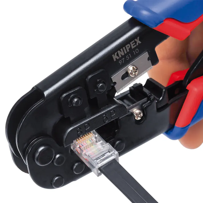 クニペックス ウエスタンプラグ圧着ペンチ 6/8ピン 9751-10SB クリンピングプライヤー 端子圧着 電気工事 506281109【別送品】