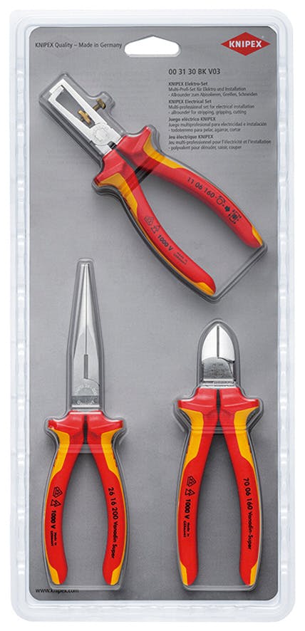 KNIPEX クニペックス 絶縁電工セット 3本組 003130BKV03 000506303206 電設工具 KNIPEX クニペックス 絶縁電工セット 3本組 003130BKV03 000506303206 電設工具