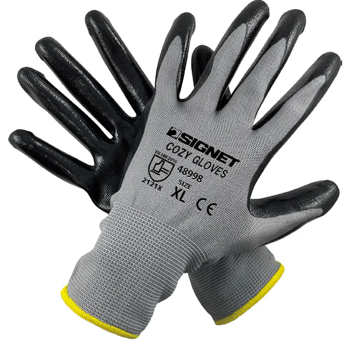 シグネット 耐油ニトリルエアーグローブ COZY グレー M 48996 作業用手袋 自動車整備 機械整備 856848996【別送品】