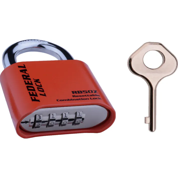 フェデラル ダイヤル式 南京錠 チェンジKEY付 レッド RB50ZR-R-P 防犯錠 4桁ダイヤル 鍵 3678000060【別送品】