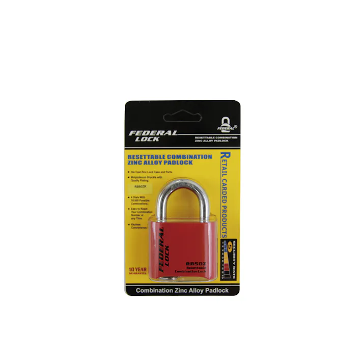 フェデラル ダイヤル式 南京錠 チェンジKEY付 レッド RB50ZR-R-P 防犯錠 4桁ダイヤル 鍵 3678000060【別送品】