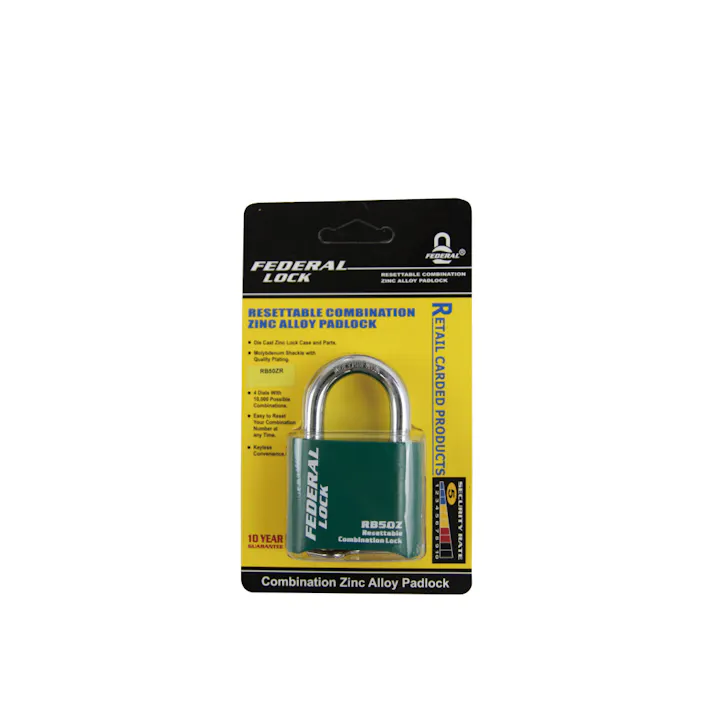 フェデラル ダイヤル式 南京錠 チェンジKEY付 グリーン RB50ZR-GN-P 防犯錠 4桁ダイヤル 鍵 3678000062【別送品】
