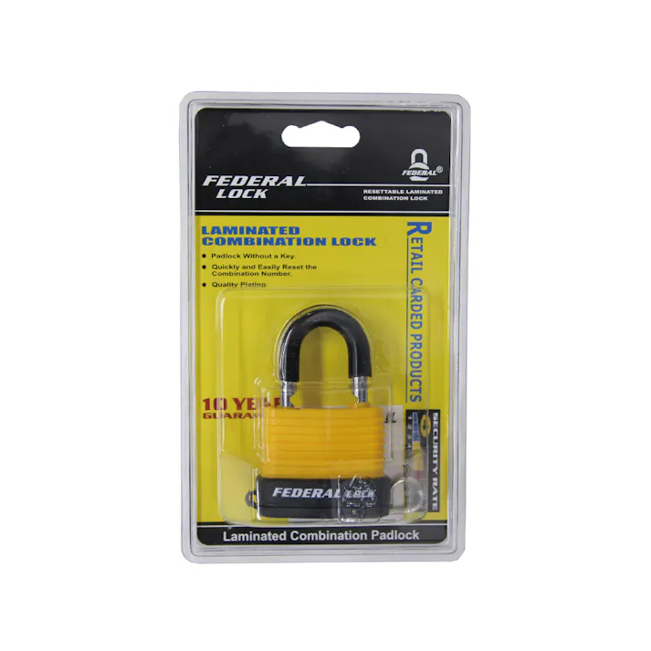 フェデラル 屋外用 ダイヤル式 南京錠 40mmイエロー RL40W-Y-P 防犯錠 3桁ダイヤル 鍵 3678001043【別送品】