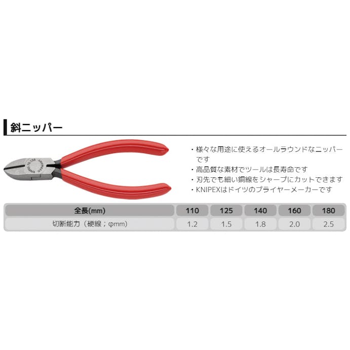 KNIPEX クニペックス 斜ニッパー SB 7001-110 000506172001【別送品】