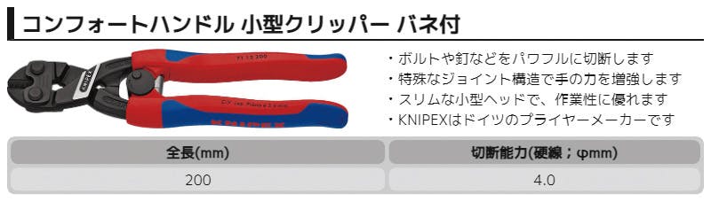 KNIPEX クニペックス 小型クリッパーバネ付 SB 7112-200 000506180212 