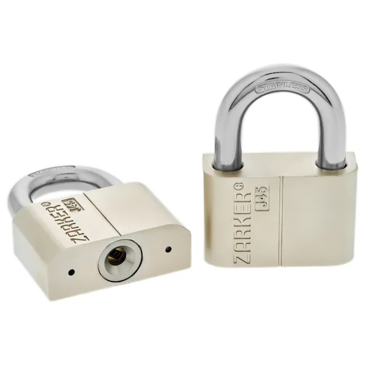 ザーカー キー式 防錆南京錠 ツル径7mm シルバー J45 鍵式 防犯 ロック 567000001【別送品】