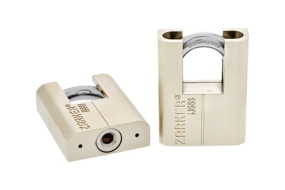 ザーカー キー式 防錆セキュリティ南京錠 シャックルガード付 ツル径