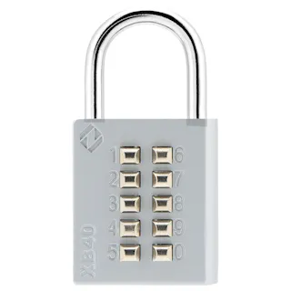 ザーカー 10桁ボタン式 南京錠 ツル径5.5mm グレー XB40 プッシュ式 ダイヤル不要 暗証番号 567000012【別送品】