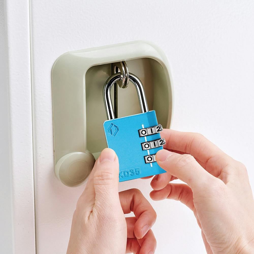 ザーカー 3桁ダイヤル式 南京錠 ツル径4.7mm ブルー XD35-B キーレス