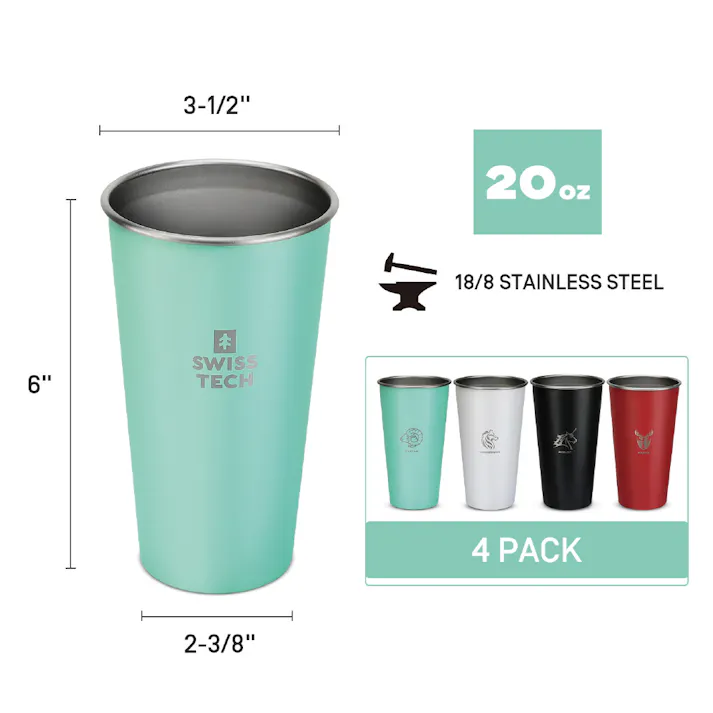 SWISS TECH スイステック スイステック スイステック 4色セット ステンレスカップ コップ 591ml ST001081 アウトドア用 カップセット 錆びにくい 763000021【別送品】